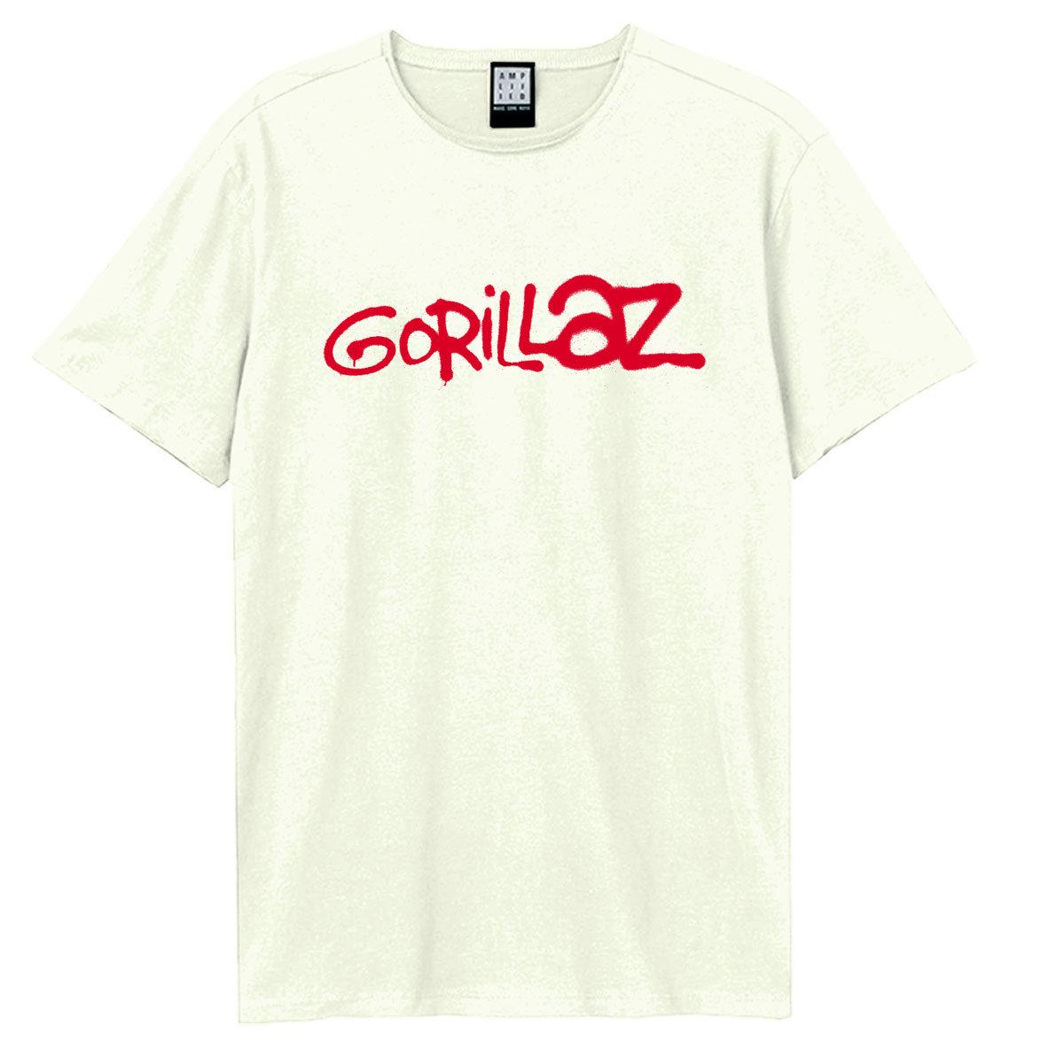 Vintage White - Front - Amplified Unisex Adult Gorillaz Logo T-Shirt