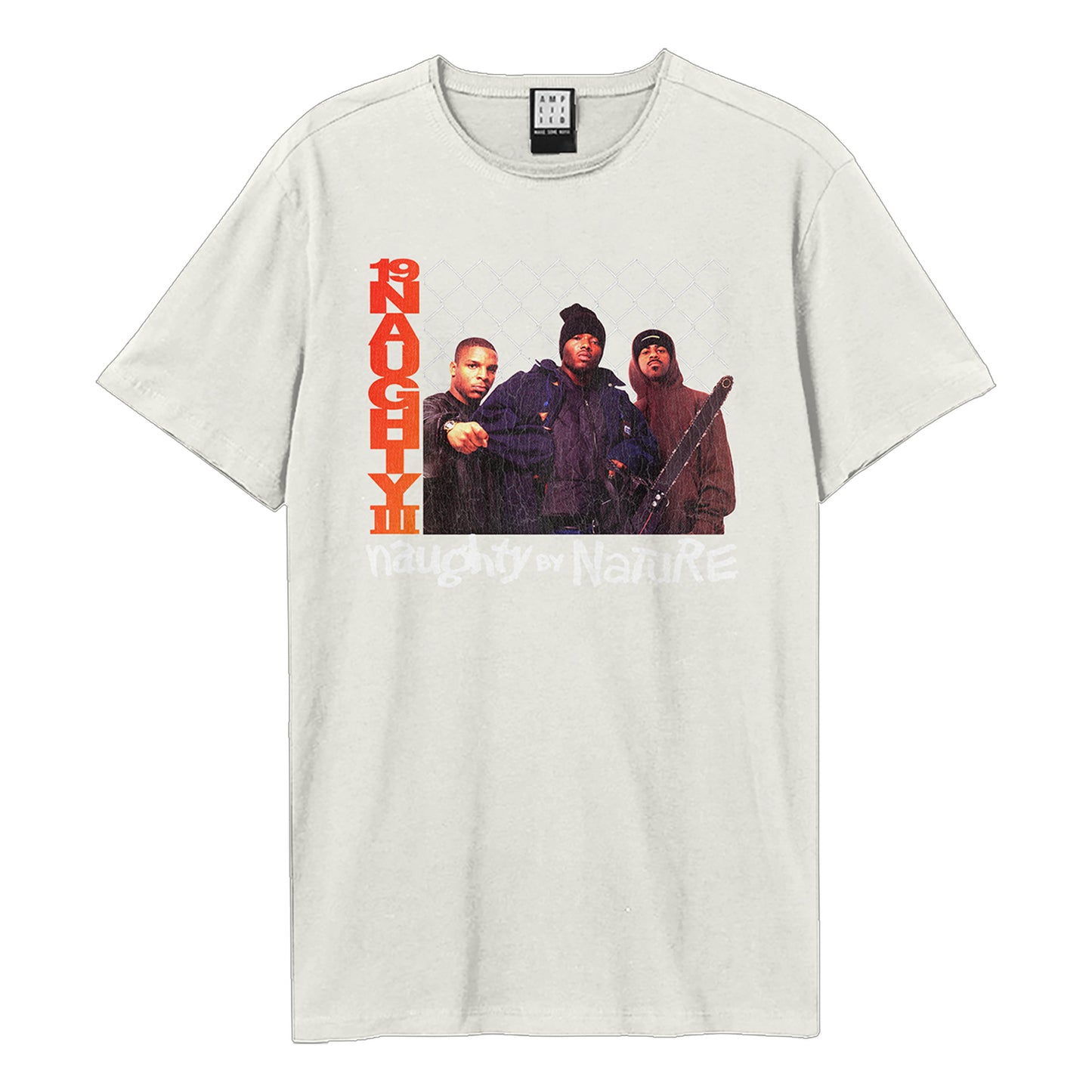 Vintage White - Front - Amplified Unisex Adult Hip Hop Hooray Naughty By Nature T-Shirt