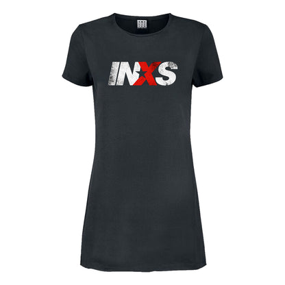 Charcoal - Front - Amplified Womens-Ladies INXS Logo T-Shirt Dress
