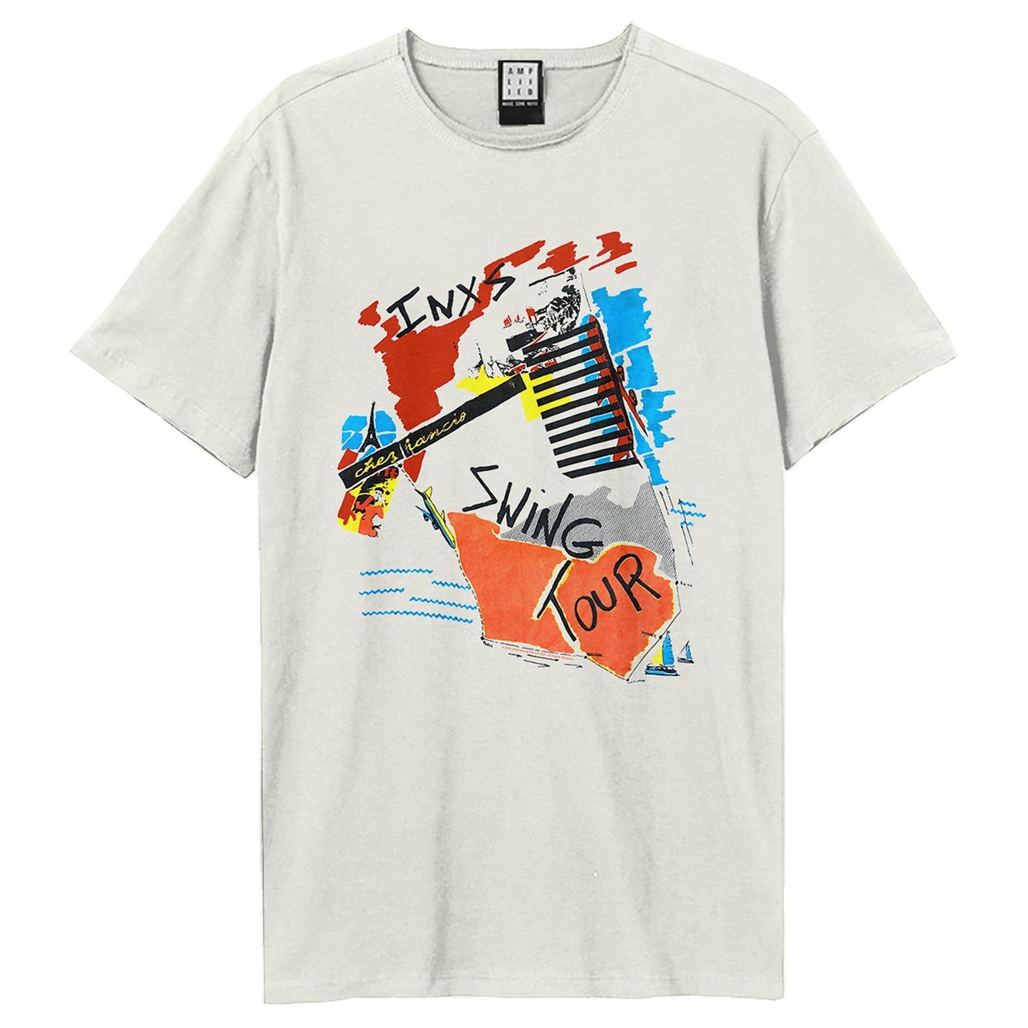 Vintage White - Front - Amplified Unisex Adult Swing Tour INXS T-Shirt