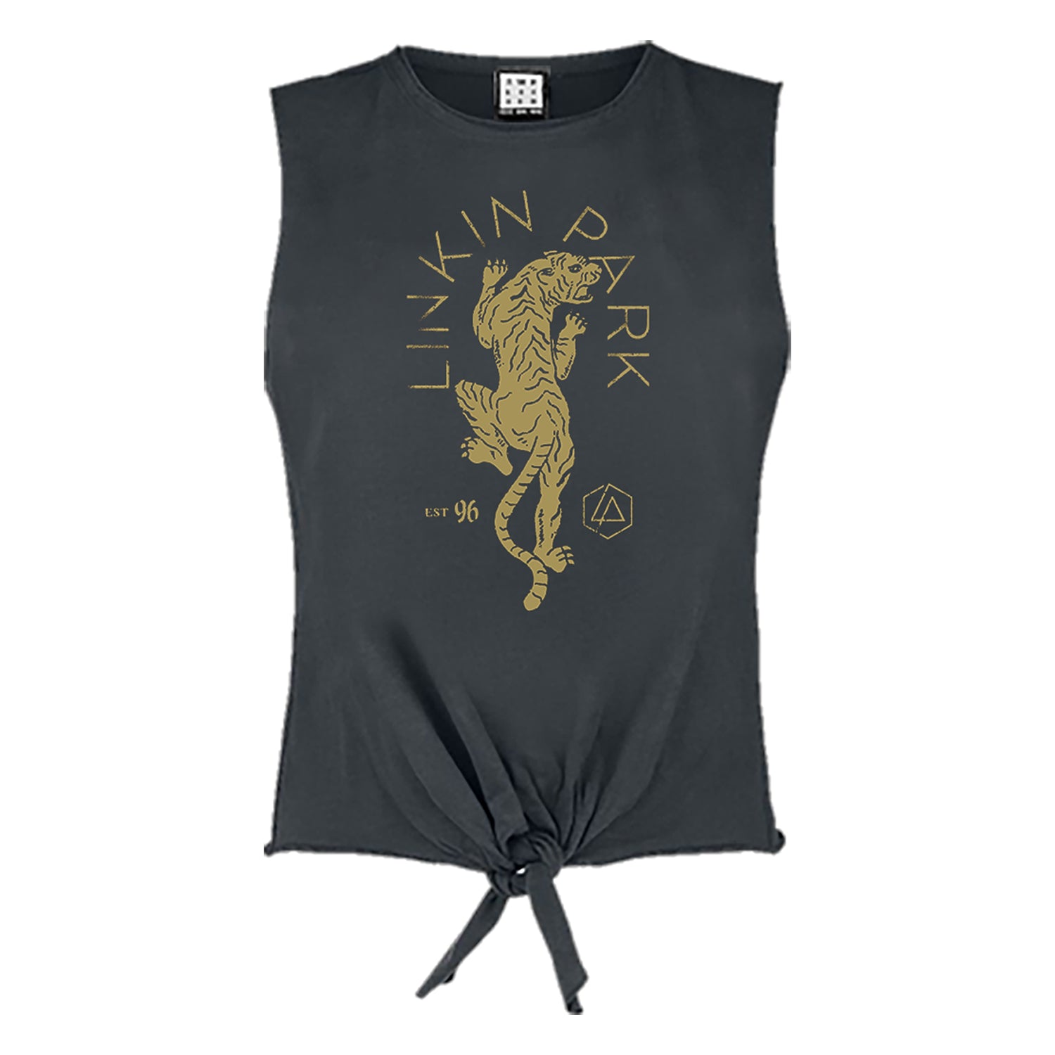 Charcoal - Front - Amplified Womens-Ladies Tiger Linkin Park Sleeveless Top