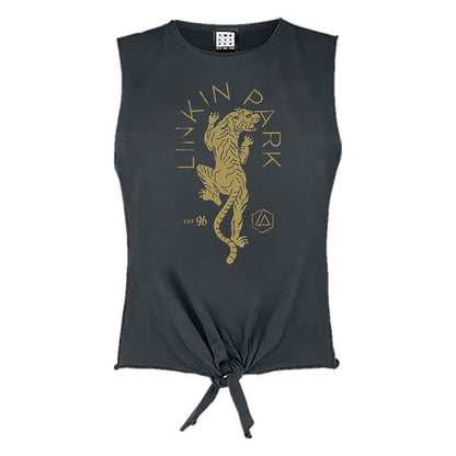 Charcoal - Front - Amplified Womens-Ladies Tiger Linkin Park Sleeveless Top