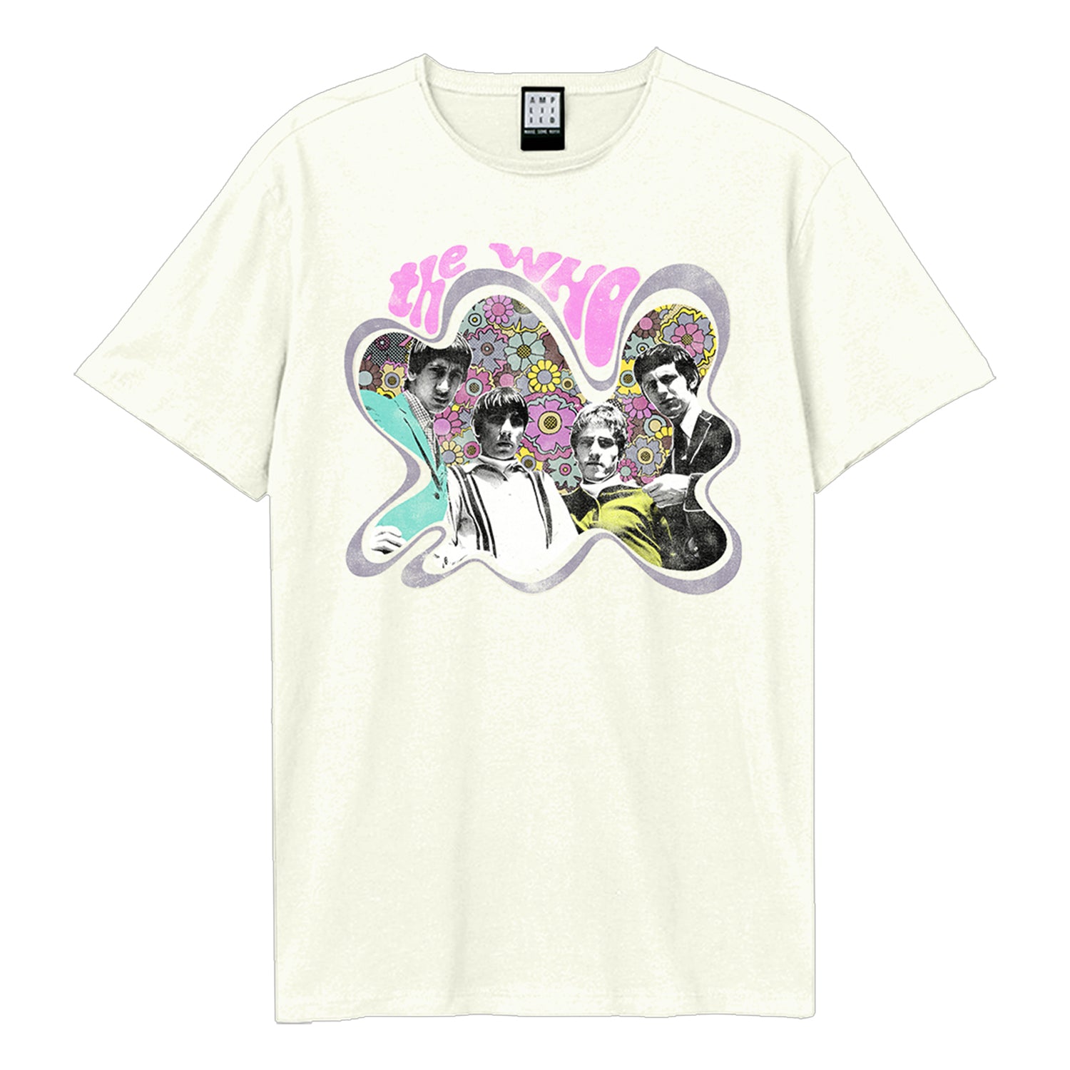 Vintage White - Front - Amplified Unisex Adult Flowers The Who T-Shirt