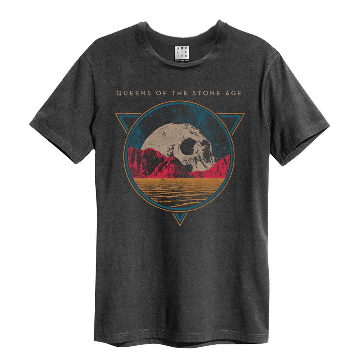 Charcoal - Front - Amplified Unisex Adult Skull Planet Queens Of The Stone Age T-Shirt