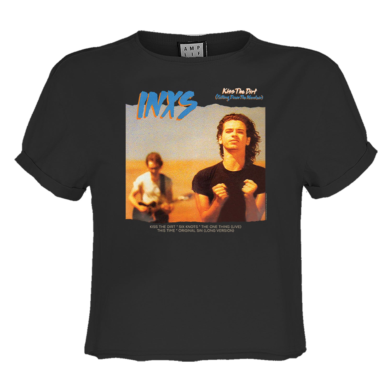 Charcoal - Front - Amplified Womens-Ladies Kiss The Dirt INXS Crop Top