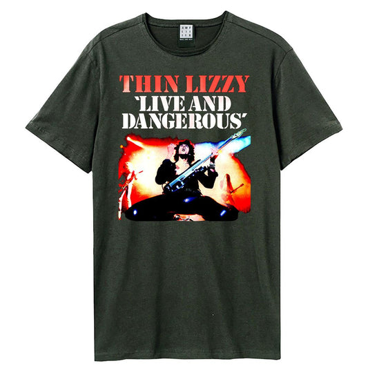 Charcoal - Front - Amplified Unisex Adult Live And Dangerous Thin Lizzy T-Shirt