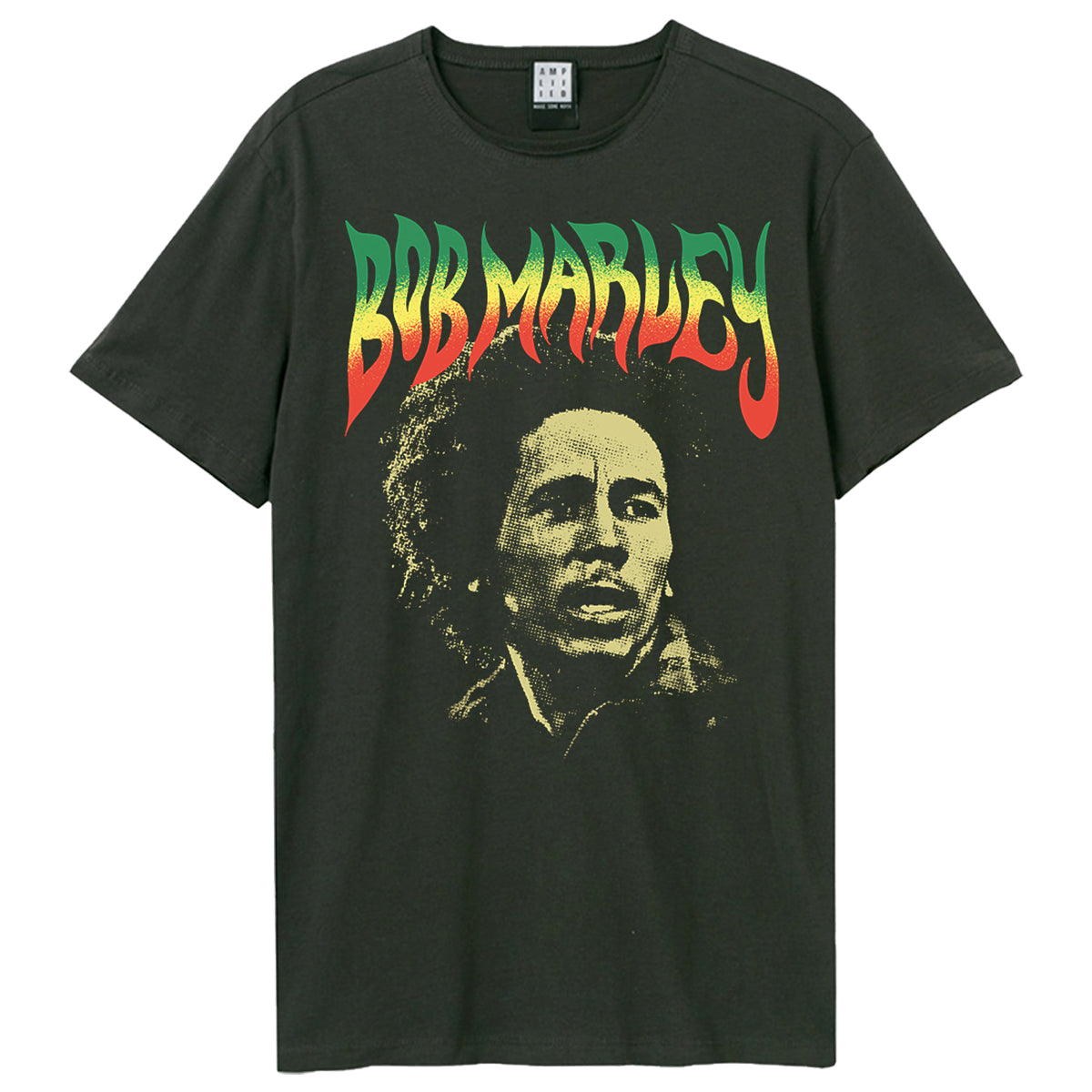 Charcoal - Front - Amplified Unisex Adult Face Bob Marley T-Shirt