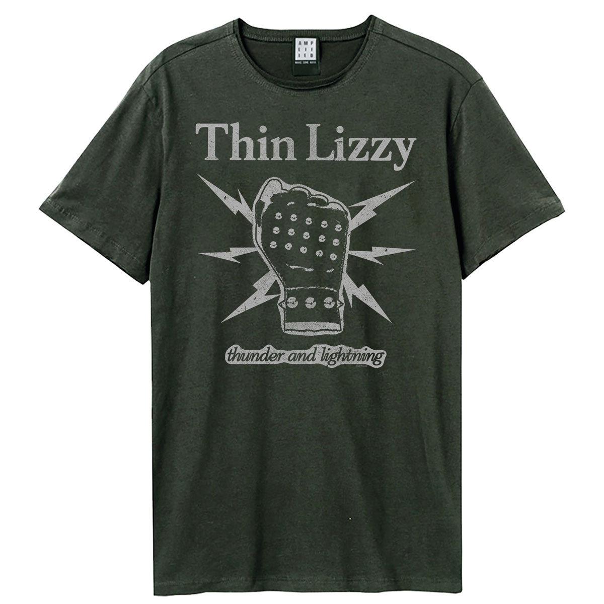 Charcoal - Front - Amplified Unisex Adult Lightning Fist Thin Lizzy T-Shirt