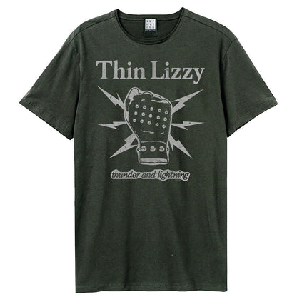 Charcoal - Front - Amplified Unisex Adult Lightning Fist Thin Lizzy T-Shirt