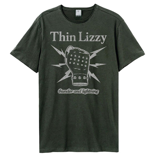 Charcoal - Front - Amplified Unisex Adult Lightning Fist Thin Lizzy T-Shirt