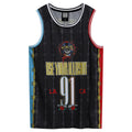 Black-Red-Blue - Front - Amplified Mens Dust N Bones Guns N Roses Basketball Jersey
