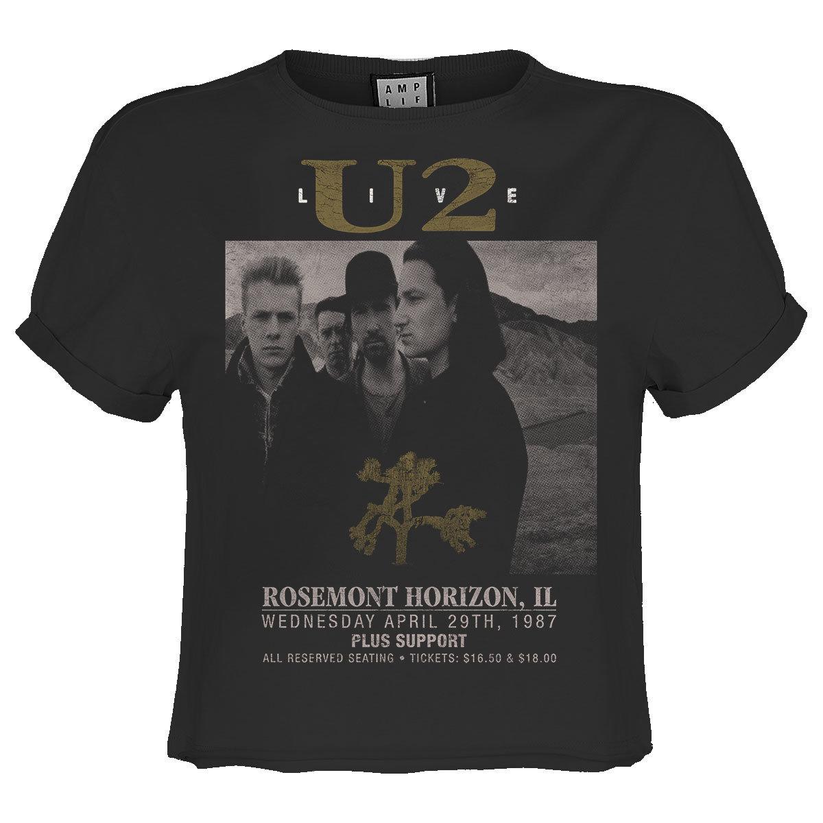 Charcoal - Front - Amplified Womens-Ladies Live U2 Crop Top