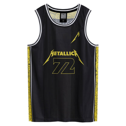 Black-Yellow - Front - Amplified Mens Seventy Two Metallica Basketball Jersey