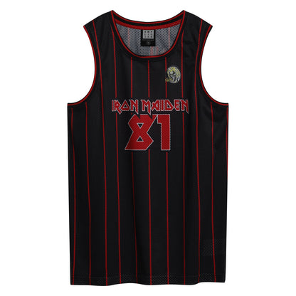 Black-Red - Front - Amplified Mens Iron Maiden Basketball Jersey