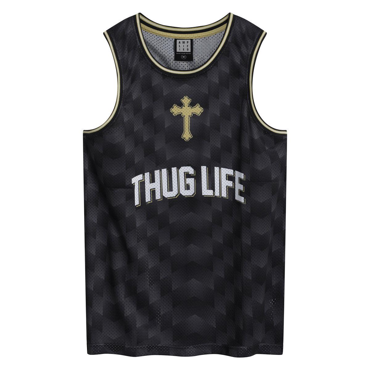 Black - Front - Amplified Mens Tupac Shakur Basketball Jersey