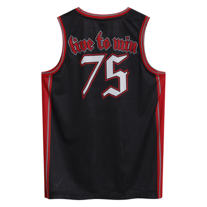 Black-Red - Back - Amplified Mens Motorhead Basketball Jersey