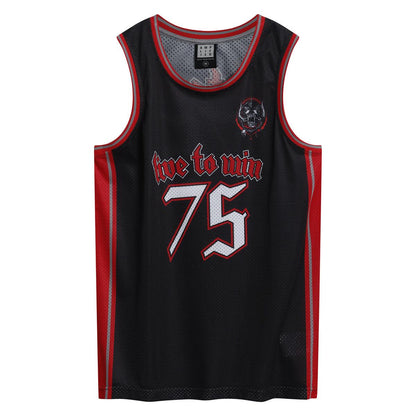 Black-Red - Front - Amplified Mens Motorhead Basketball Jersey