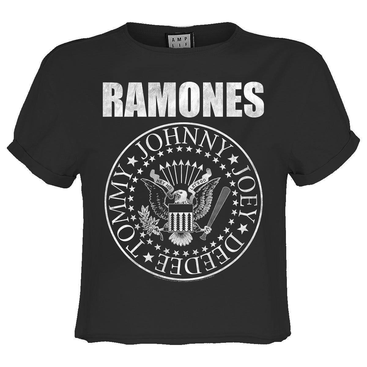 Charcoal - Front - Amplified Womens-Ladies Classic Seal Ramones Crop Top