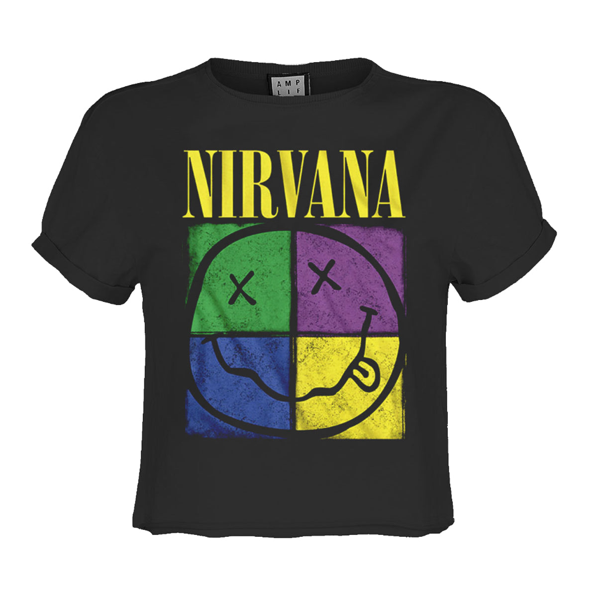 Charcoal - Front - Amplified Womens-Ladies Four Square Nirvana Crop Top