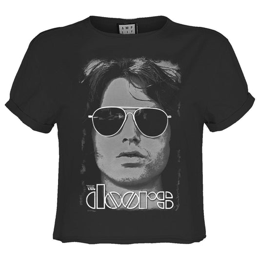 Charcoal - Front - Amplified Womens-Ladies Mr Mojo Risin The Doors Crop Top