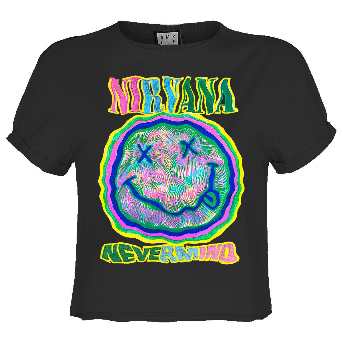 Charcoal - Front - Amplified Womens-Ladies Scribble Nirvana Crop Top
