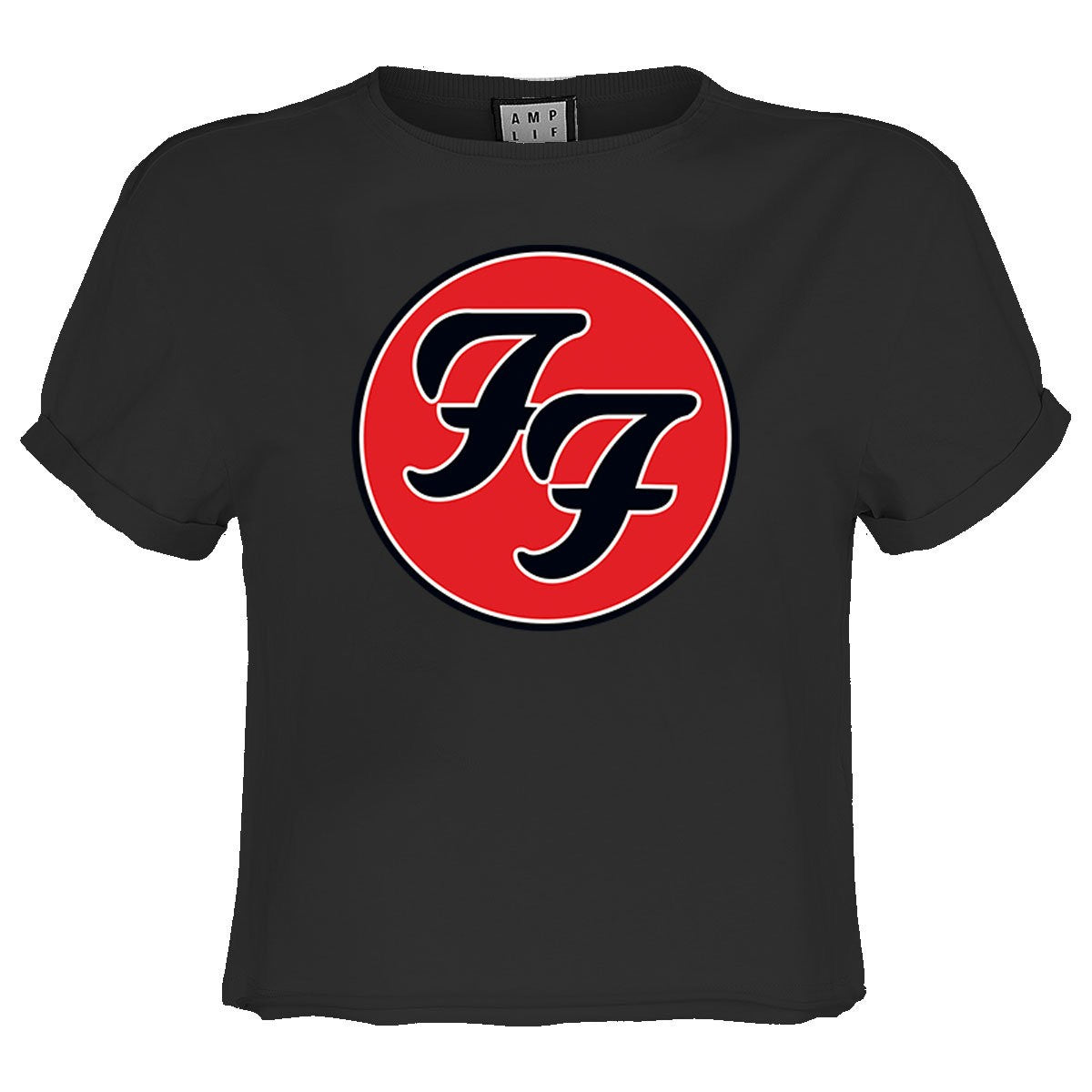 Charcoal - Front - Amplified Womens-Ladies Foo Fighters Logo Crop Top