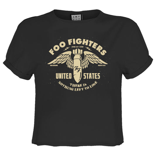 Charcoal - Front - Amplified Womens-Ladies One By One Foo Fighters Crop Top