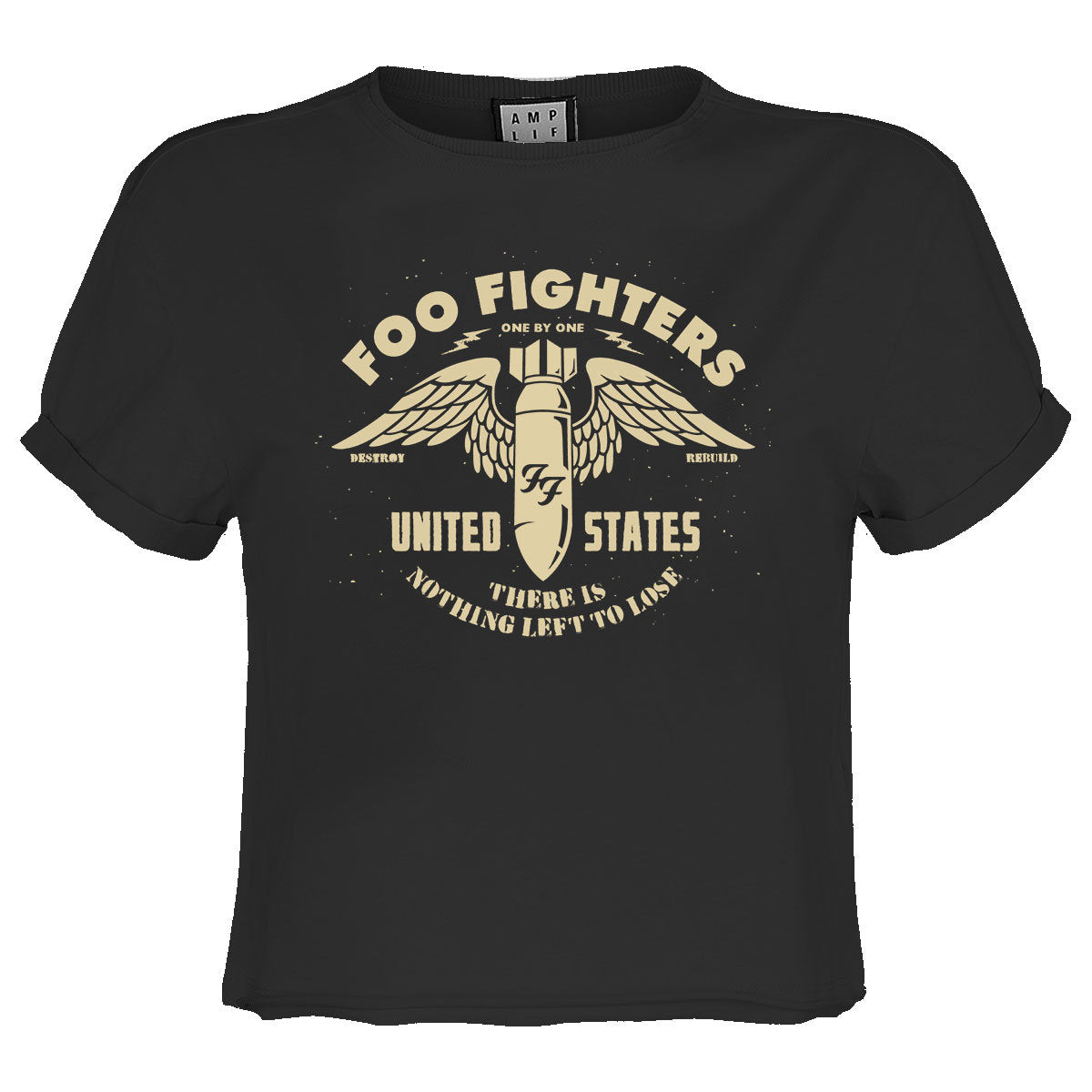 Charcoal - Front - Amplified Womens-Ladies One By One Foo Fighters Crop Top