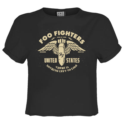 Charcoal - Front - Amplified Womens-Ladies One By One Foo Fighters Crop Top