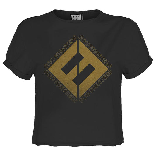Charcoal - Front - Amplified Womens-Ladies Concrete & Gold Foo Fighters Crop Top