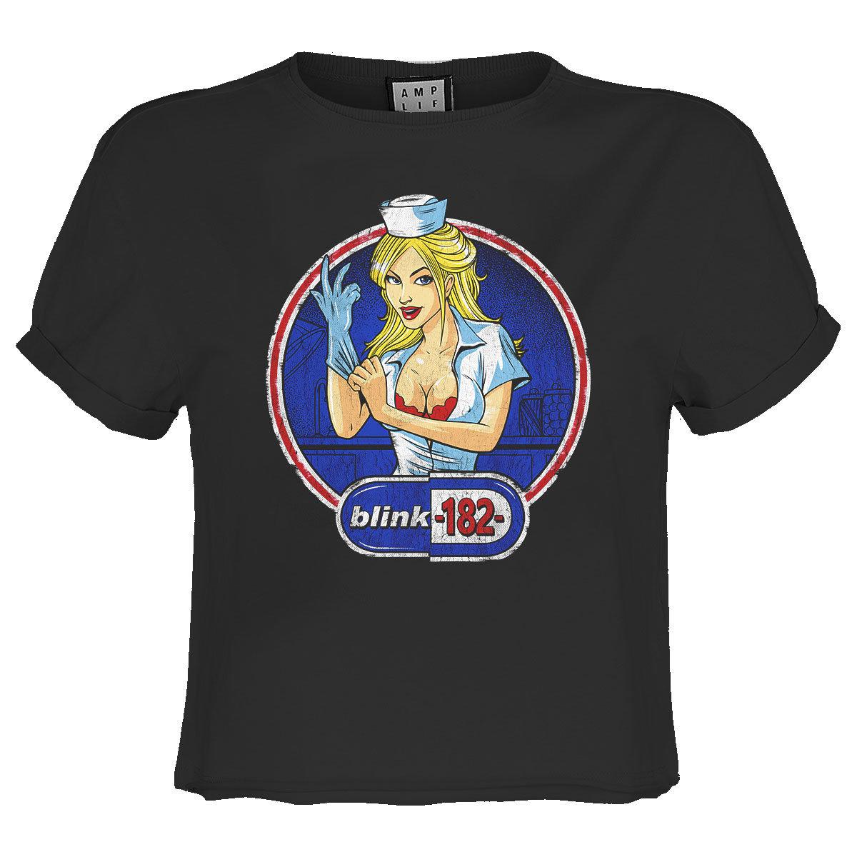 Charcoal - Front - Amplified Womens-Ladies Enema Of The State Blink 182 Crop Top