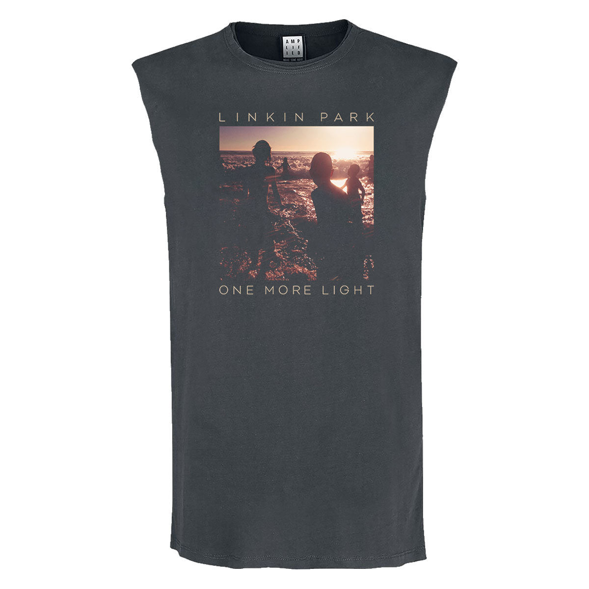 Charcoal - Front - Amplified Mens One More Light Linkin Park Sleeveless Tank Top