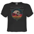 Charcoal - Front - Amplified Womens-Ladies Skull Planet Queens Of The Stone Age Crop Top