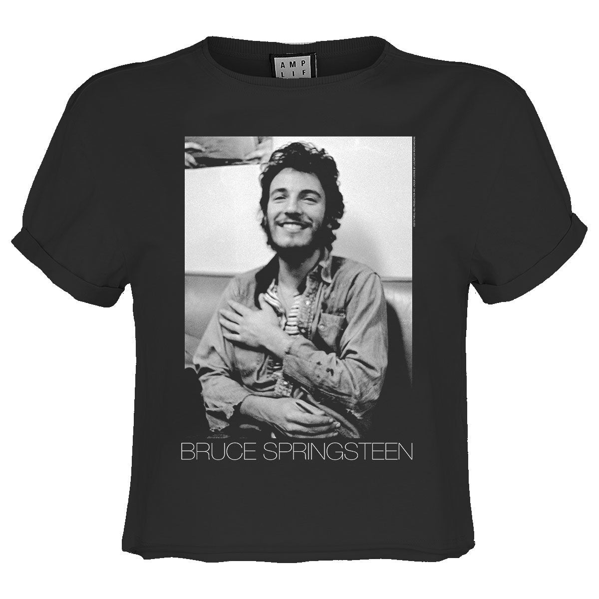Charcoal - Front - Amplified Womens-Ladies Bruce Springsteen Vintage Crop Top