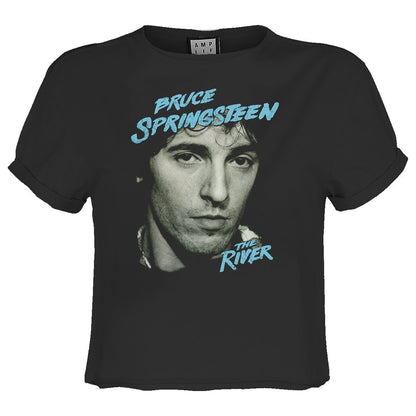 Charcoal - Front - Amplified Womens-Ladies The River Bruce Springsteen Crop Top