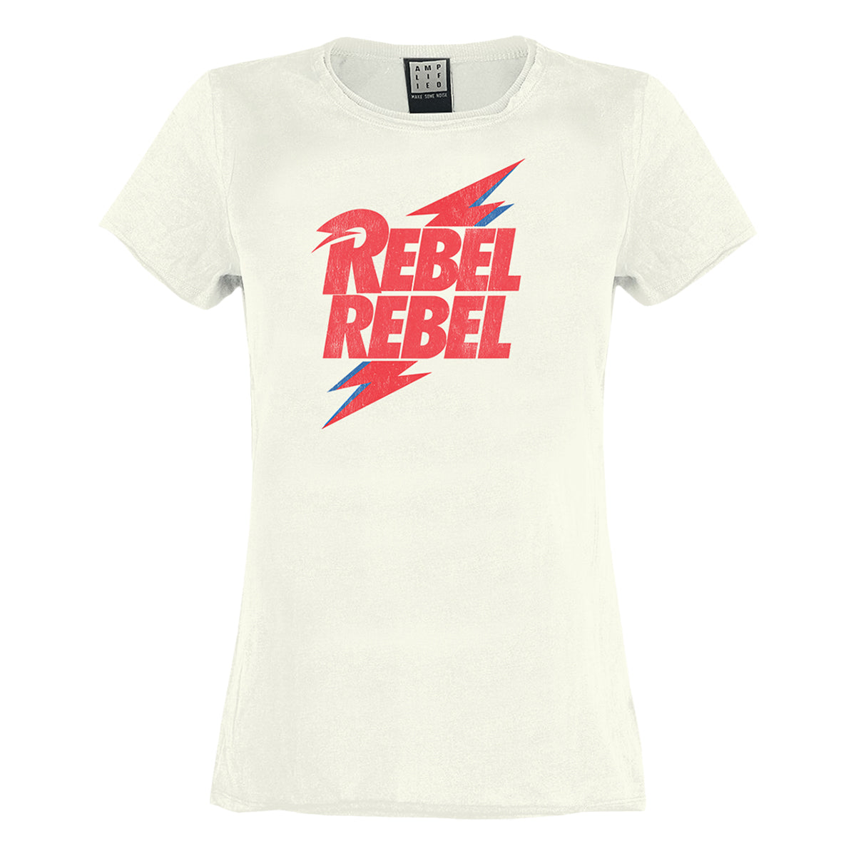 Vintage White - Front - Amplified Womens-Ladies Rebel Rebel David Bowie T-Shirt Dress