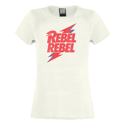 Vintage White - Front - Amplified Womens-Ladies Rebel Rebel David Bowie T-Shirt Dress