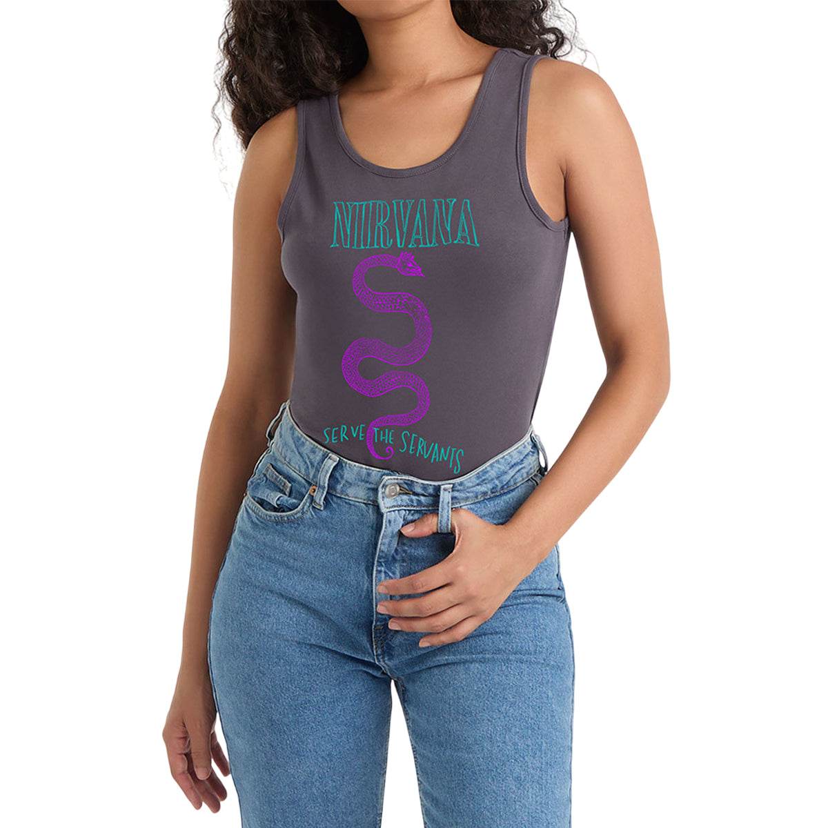 Charcoal - Side - Amplified Womens-Ladies Serve The Serpents Nirvana Bodysuit