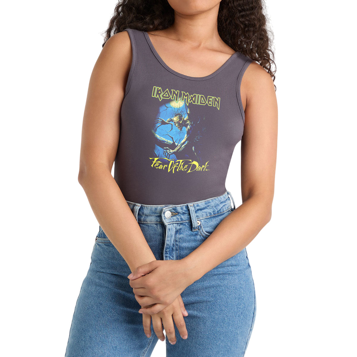 Charcoal - Side - Amplified Womens-Ladies Fear Of The Dark Iron Maiden Bodysuit