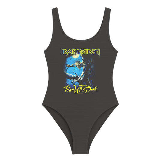 Charcoal - Front - Amplified Womens-Ladies Fear Of The Dark Iron Maiden Bodysuit