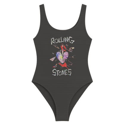 Charcoal - Front - Amplified Womens-Ladies Hackney Diamonds The Rolling Stones Bodysuit