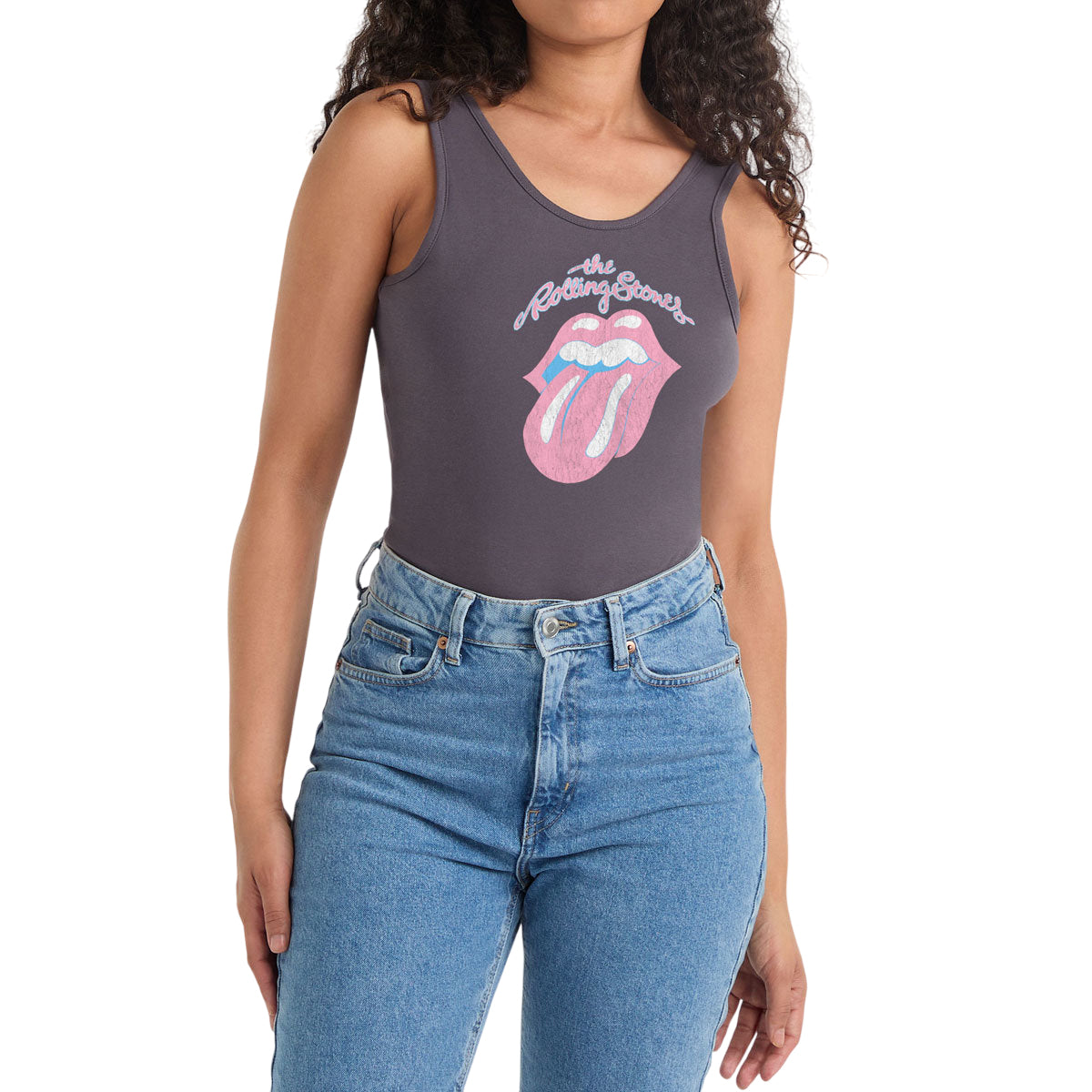Charcoal - Side - Amplified Womens-Ladies Washed Out The Rolling Stones Bodysuit