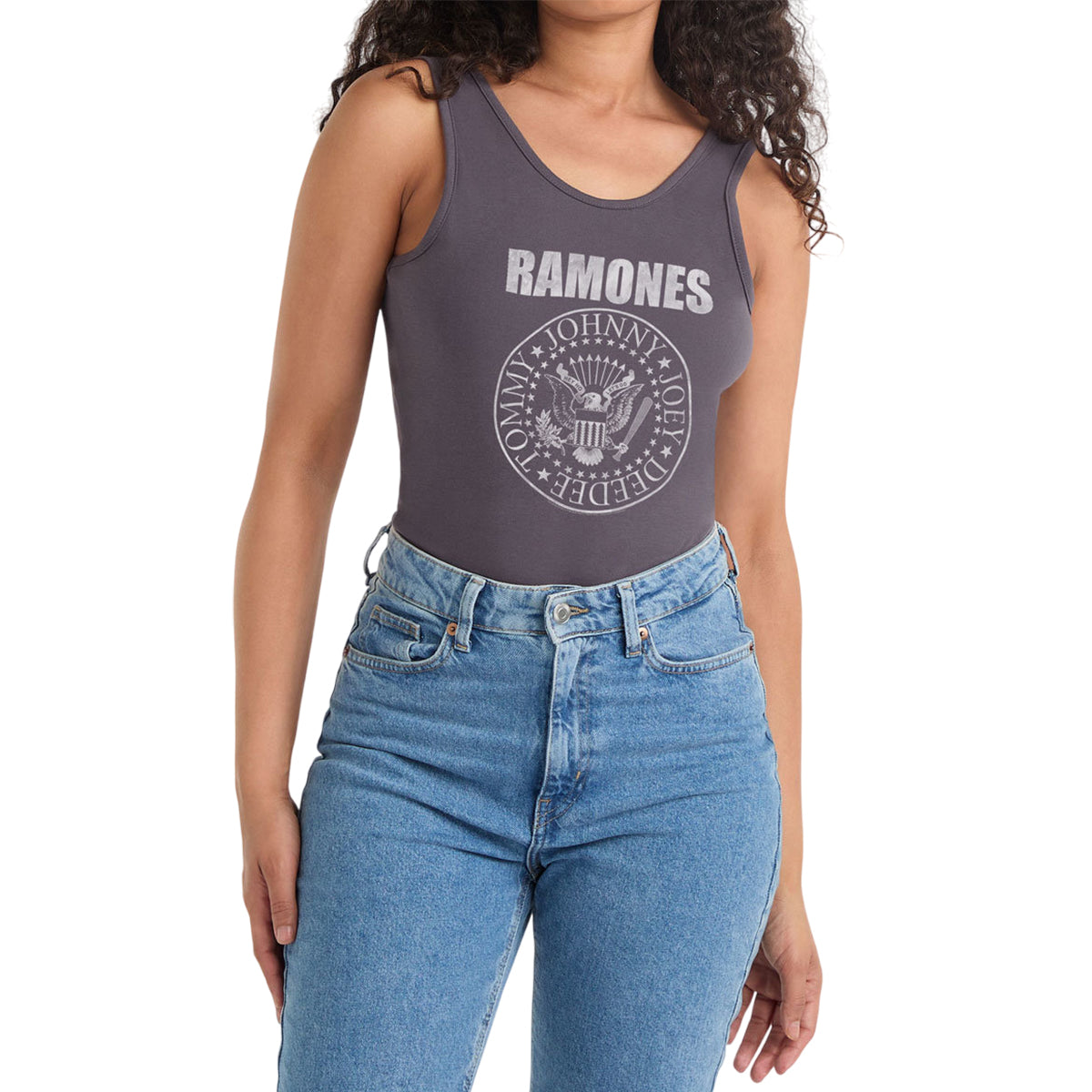 Charcoal - Side - Amplified Womens-Ladies Classic Seal Ramones Bodysuit