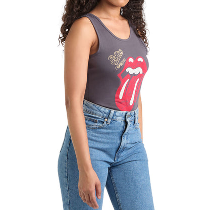Charcoal - Side - Amplified Womens-Ladies Autograph Tongue The Rolling Stones Bodysuit