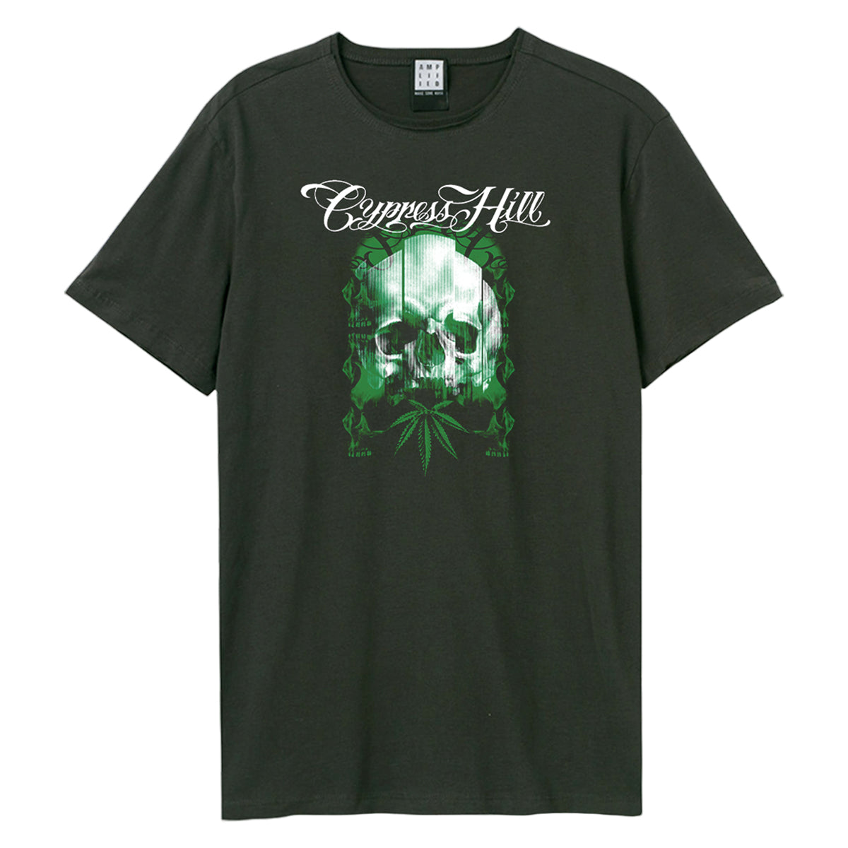 Charcoal - Front - Cypress Hill Unisex Adult Glitched Skull Cypress Hill T-Shirt