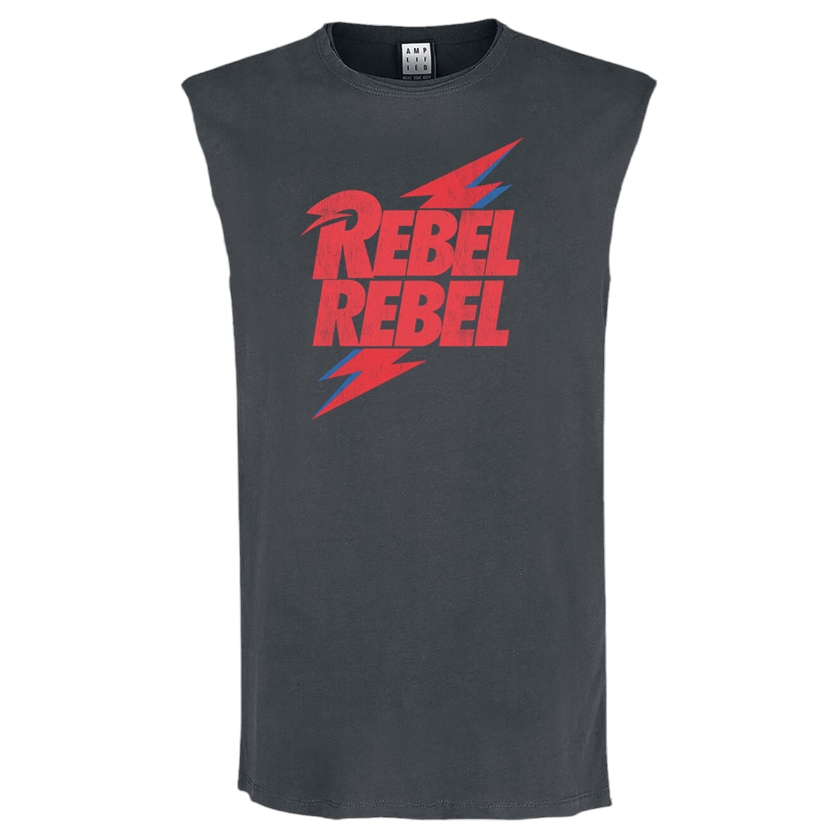 Charcoal - Front - Amplified Unisex Adult Rebel Rebel David Bowie Sleeveless Tank Top