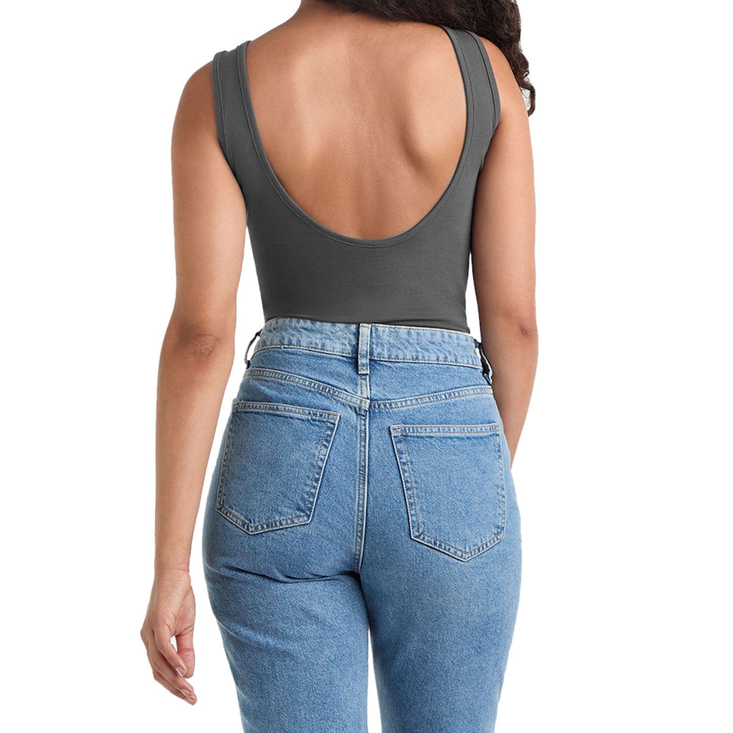 Charcoal - Lifestyle - Amplified Womens-Ladies Metallic Logo Bodysuit