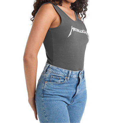Charcoal - Pack Shot - Amplified Womens-Ladies Metallic Logo Bodysuit