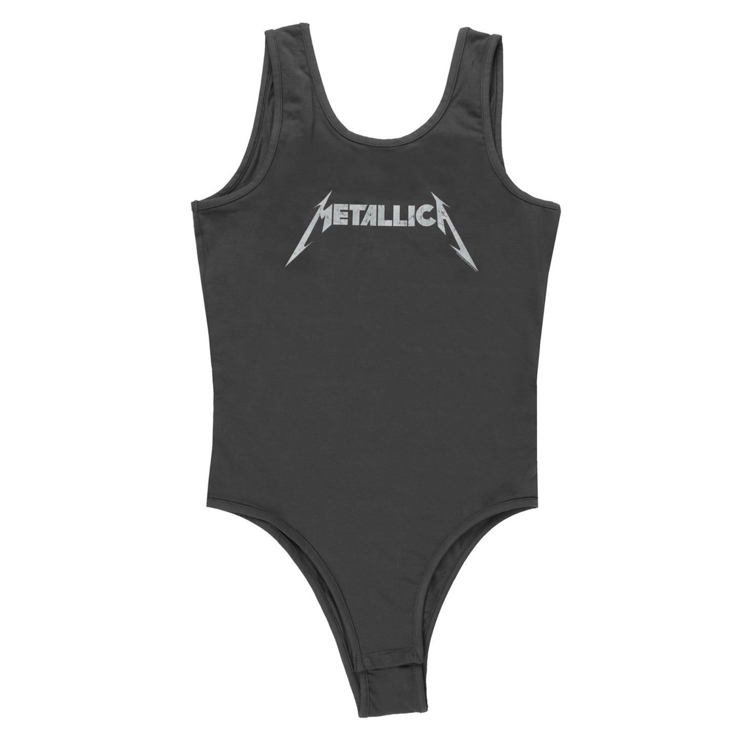 Charcoal - Front - Amplified Womens-Ladies Metallic Logo Bodysuit