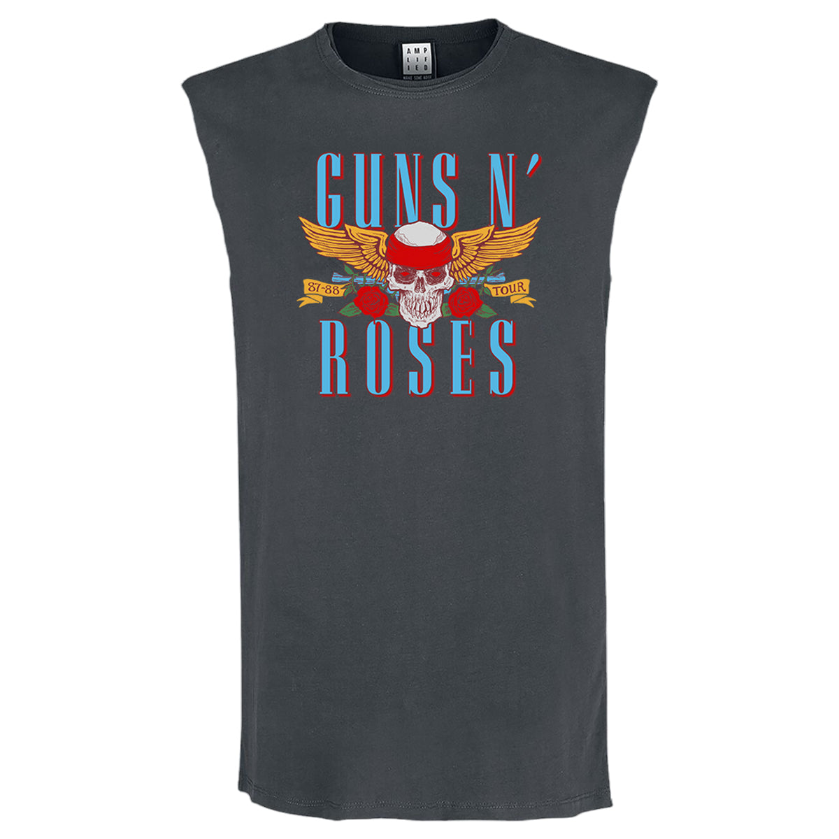 Charcoal - Front - Amplified Unisex Adult Skull 25 Guns N Roses Sleeveless Tank Top